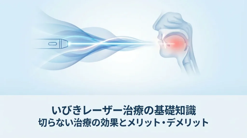 いびきレーザー治療の仕組みや特徴を解説するための喉へのレーザー照射イメージ