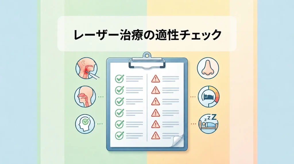 いびきレーザー治療に向いている人・向いていない人を医師相談の観点で整理した見出し画像