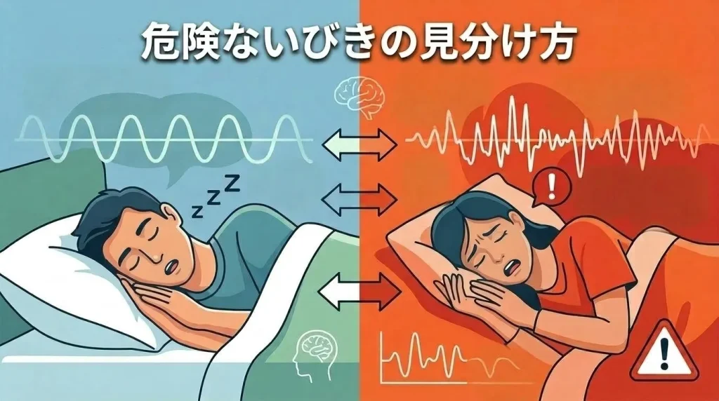通常のいびきと脳梗塞が疑われる危険ないびきの違いを比較して見分ける方法