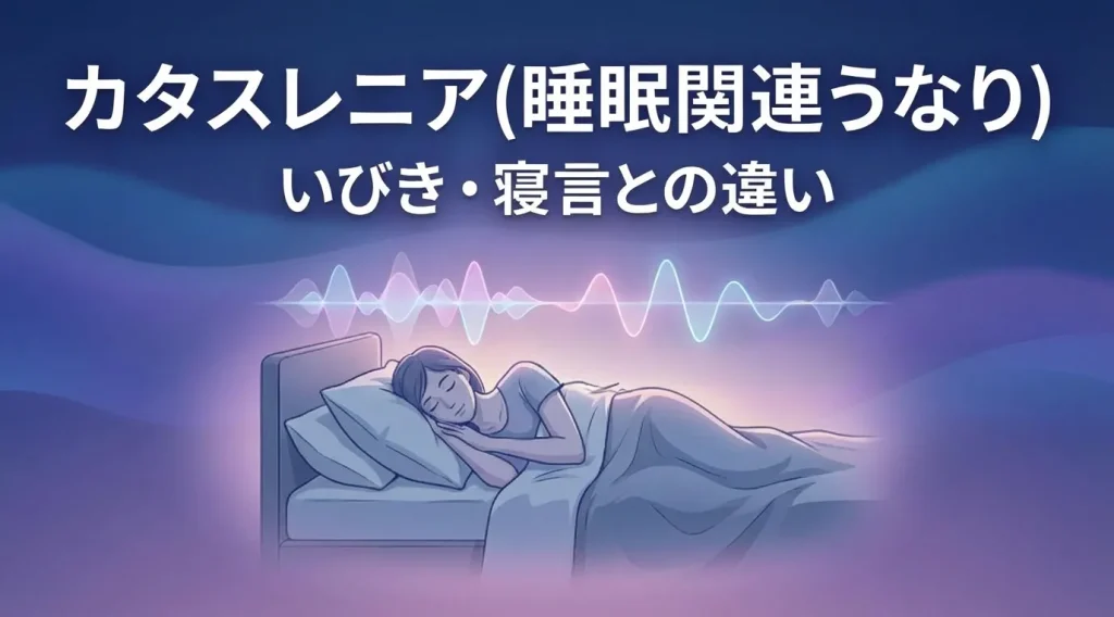 睡眠関連うなりであるカタスレニアの特徴や、いびき・寝言との違いを示したイメージ画像