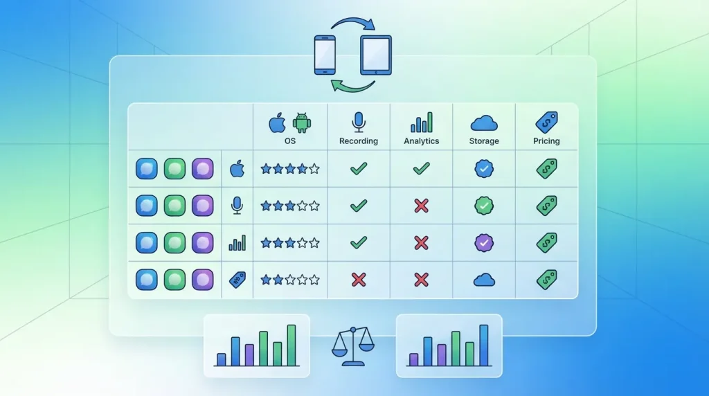 いびきアプリ10種の機能や料金を比較した比較表の見出し画像