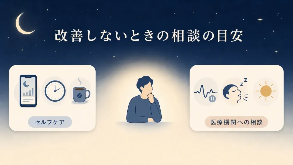 睡眠サプリを試しても睡眠の質が改善しない場合のセルフケアと医療機関へ相談する目安