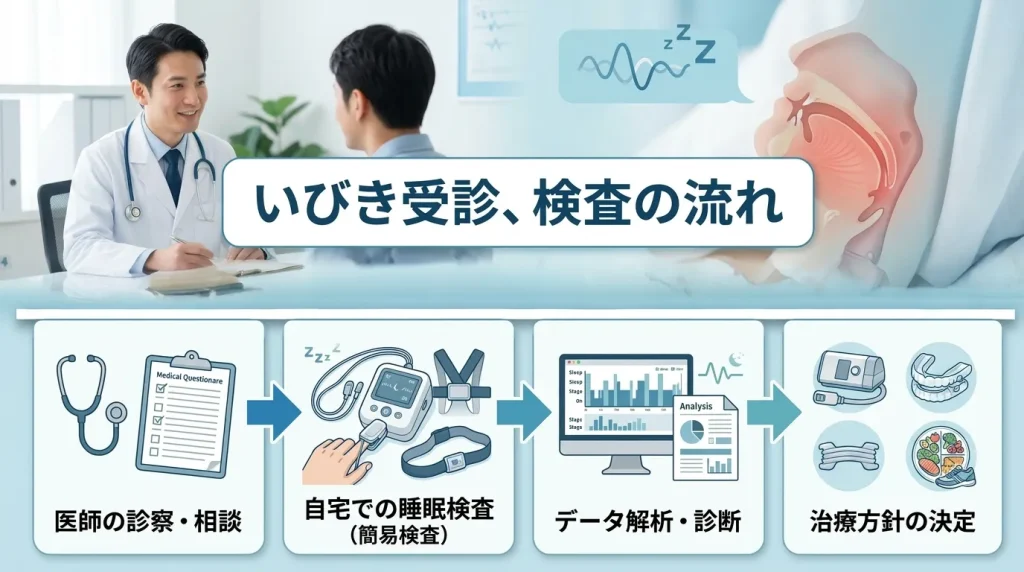 いびきで内科・呼吸器内科を受診した際の検査から治療開始までの流れ