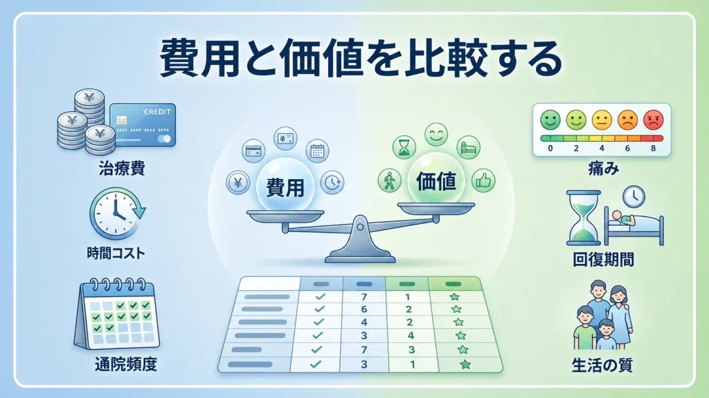 いびきレーザー治療の費用対効果や保険診療・自由診療・通院回数の違いを比較する見出し画像