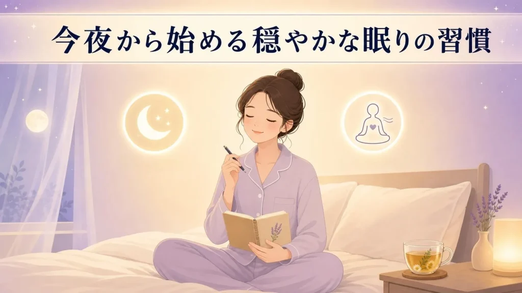 睡眠日誌やリラックスを取り入れ嫌な夢を減らすための習慣を実践する女性