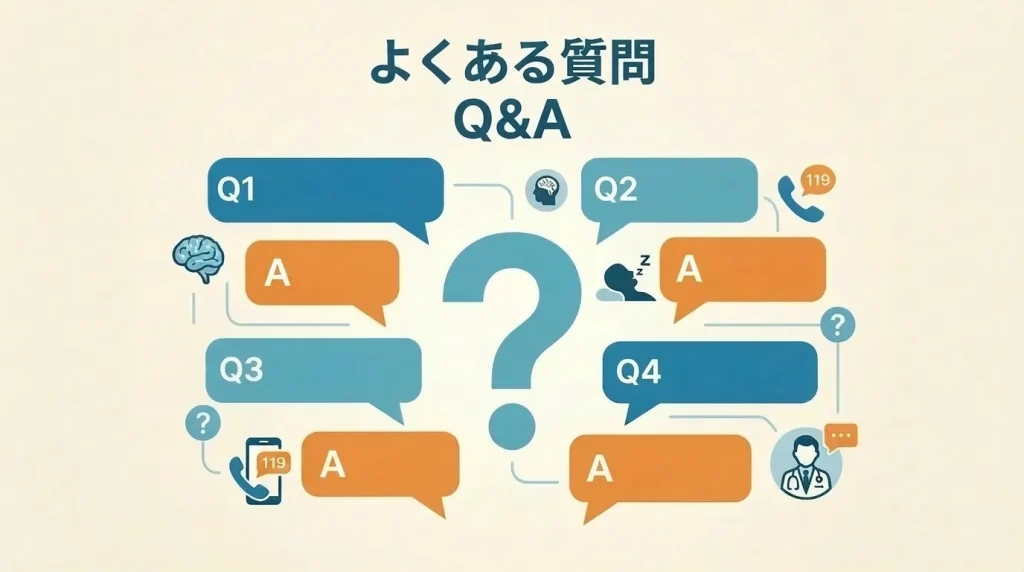 脳梗塞といびきや119番通報に関するよくある質問をQ&A形式で解説する図
