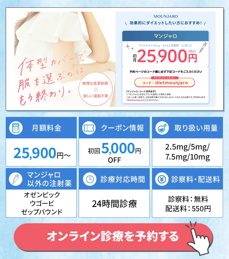 DMMオンラインクリニックのマンジャロクーポンコードはdietmounjaro