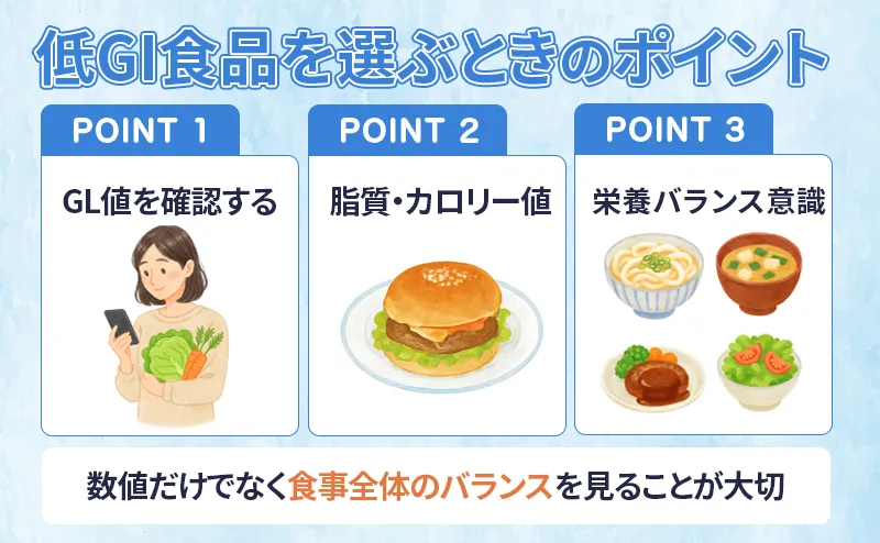 低GI食品を選ぶときの3つのポイント